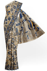 Printed Kalamkari pure cotton saree in beige