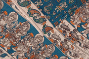 Printed Kalamkari pure cotton saree in prussian blue