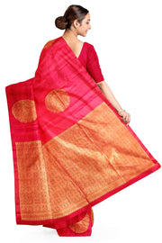 Kanchi soft silk saree in red with peacock motifs in gold