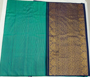 Kanchi borderless pure silk saree in teal green