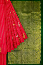 Kanchi borderless pure silk saree in orangish pink