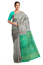 Kanchi borderless pure silk saree in grey