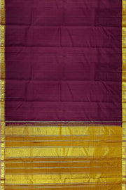 Kanchi pure silk saree in brown with a striped contrast pallu