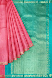 Kanchi pure silk saree in pink with small buttis