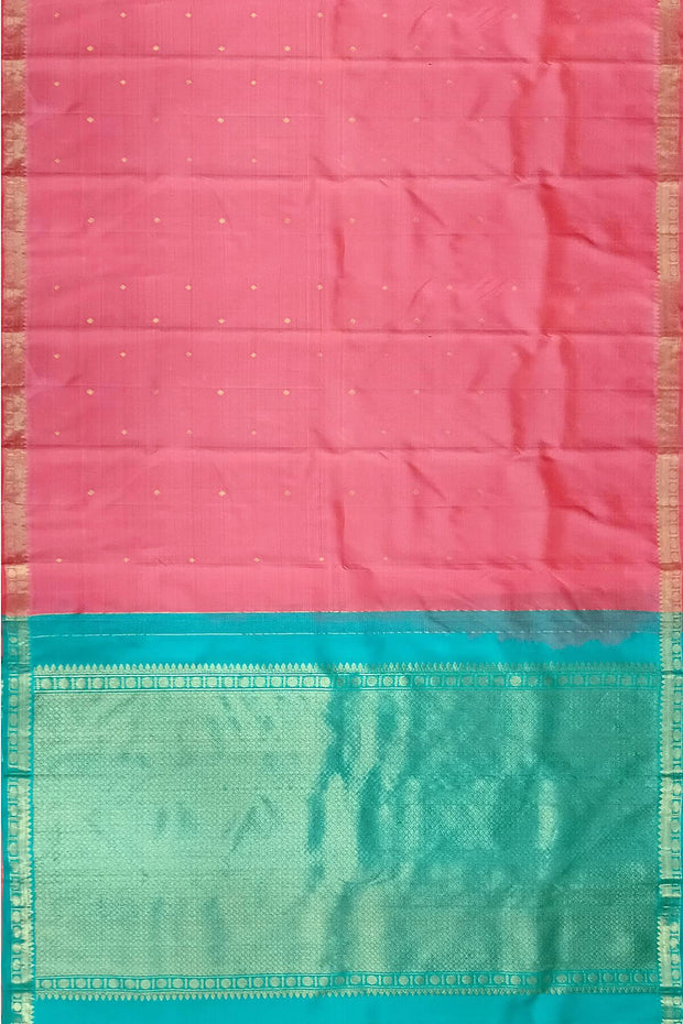 Kanchi pure silk saree in pink with small buttis