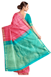 Kanchi pure silk saree in pink with small buttis