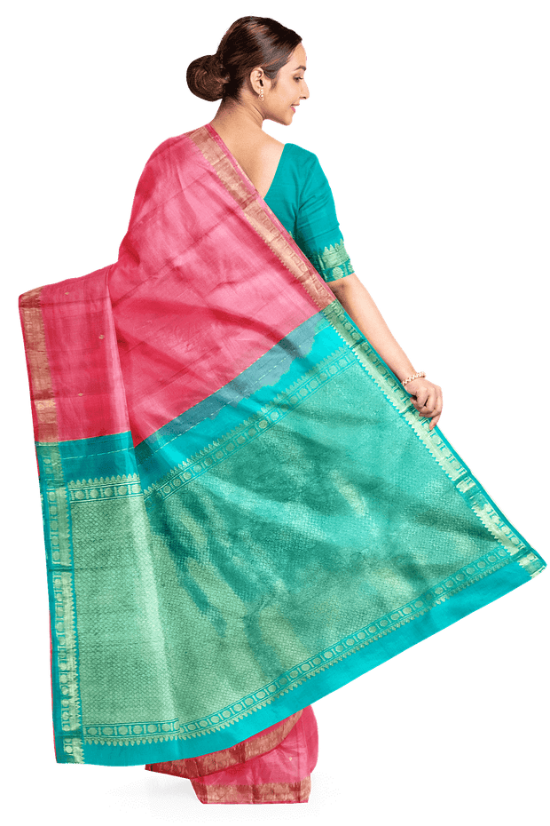 Kanchi pure silk saree in pink with small buttis