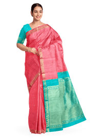 Kanchi pure silk saree in pink with small buttis