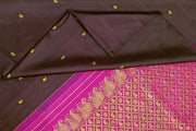 Kanchi borderless pure silk saree in brown