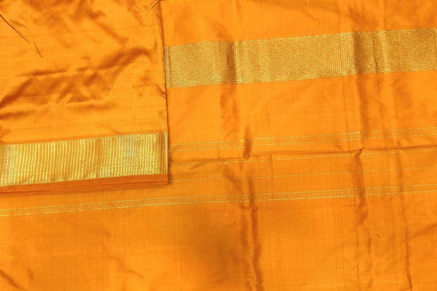 Kanchi pure silk saree in mustard  ( 9 yards)