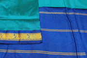 Kanchi pure silk saree in peacock blue with blue border. ( 9 yards)