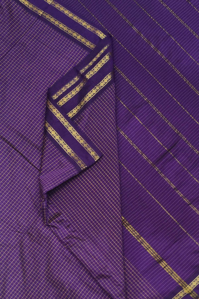 Fine checks cotton saree in violet.