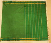 Fine checks cotton saree in  green.