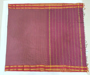 Fine checks cotton saree in wine.