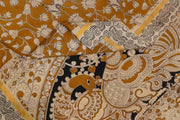 Mangalgiri silk cotton saree in mustard with  kalamkari print