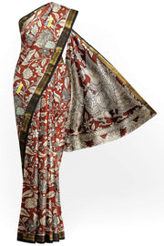 Mangalgiri silk cotton saree in maroon with kalamkari print