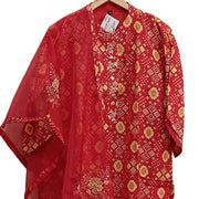 Muslin  2 piece  kurta & dupatta set in red