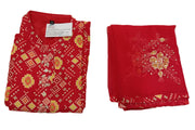 Muslin  2 piece  kurta & dupatta set in red