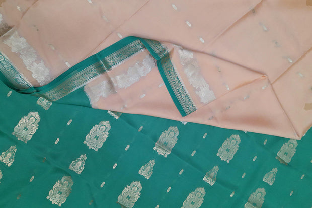 Mysore crepe silk saree in sandalwood colour with small motifs