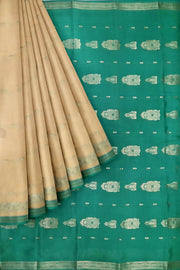 Mysore crepe silk saree in sandalwood colour with small motifs