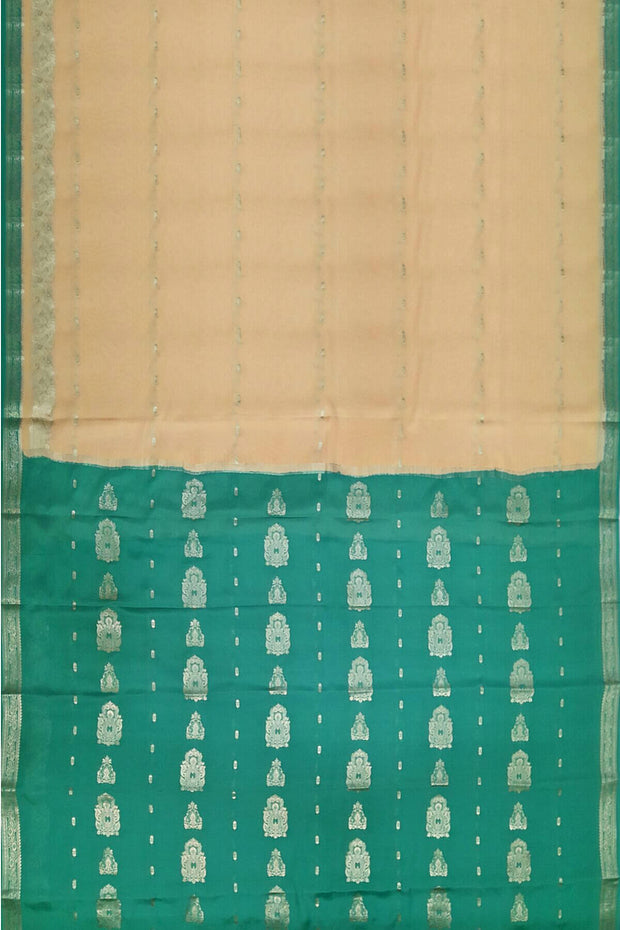 Mysore crepe silk saree in sandalwood colour with small motifs