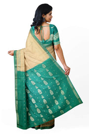 Mysore crepe silk saree in sandalwood colour with small motifs