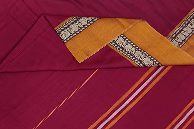 Narayanpet pure cotton saree in maroon & mustard