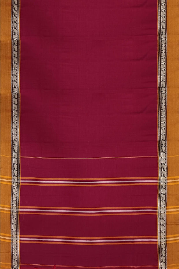 Narayanpet pure cotton saree in maroon & mustard