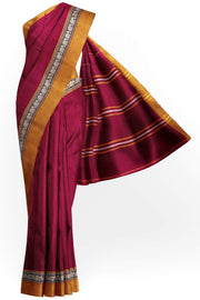 Narayanpet pure cotton saree in maroon & mustard