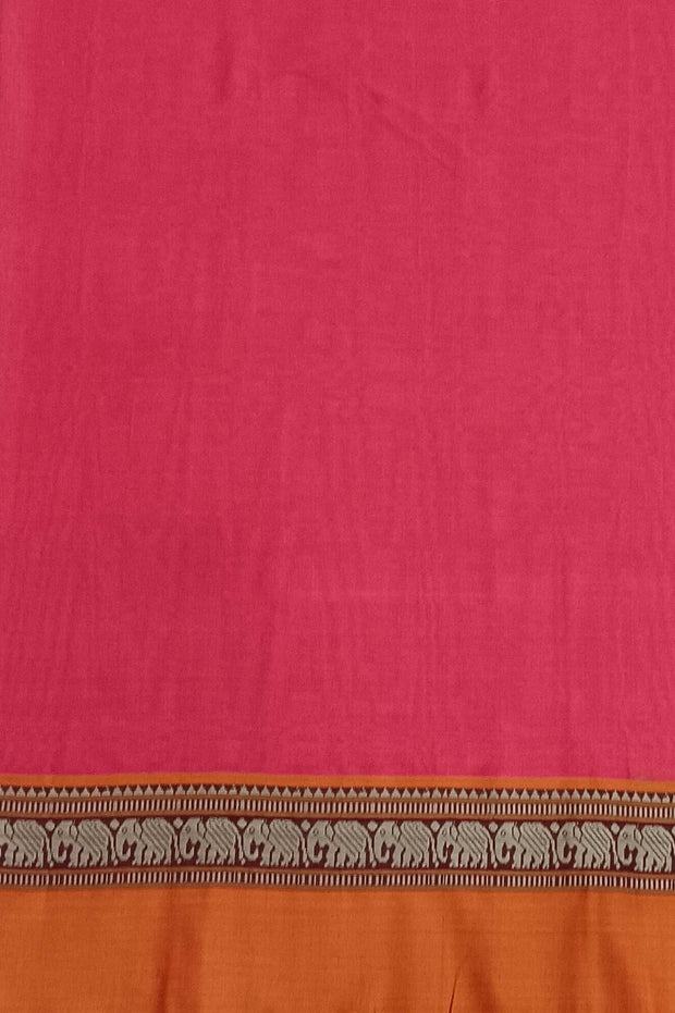 Narayanpet pure cotton saree in pink &  mustard