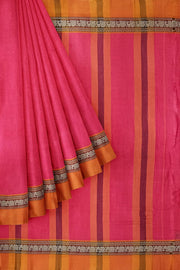 Narayanpet pure cotton saree in pink &  mustard