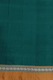 Narayanpet pure cotton saree in bottle green & mustard