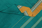 Narayanpet pure cotton saree in bottle green & mustard