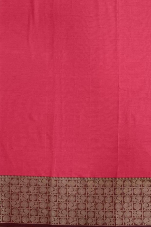 Narayanpet pure cotton saree in pink with chandrika border