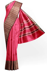 Narayanpet pure cotton saree in pink with chandrika border