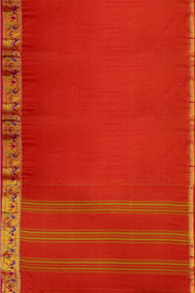 Narayanpet pure cotton saree in rust colour with Paithani border