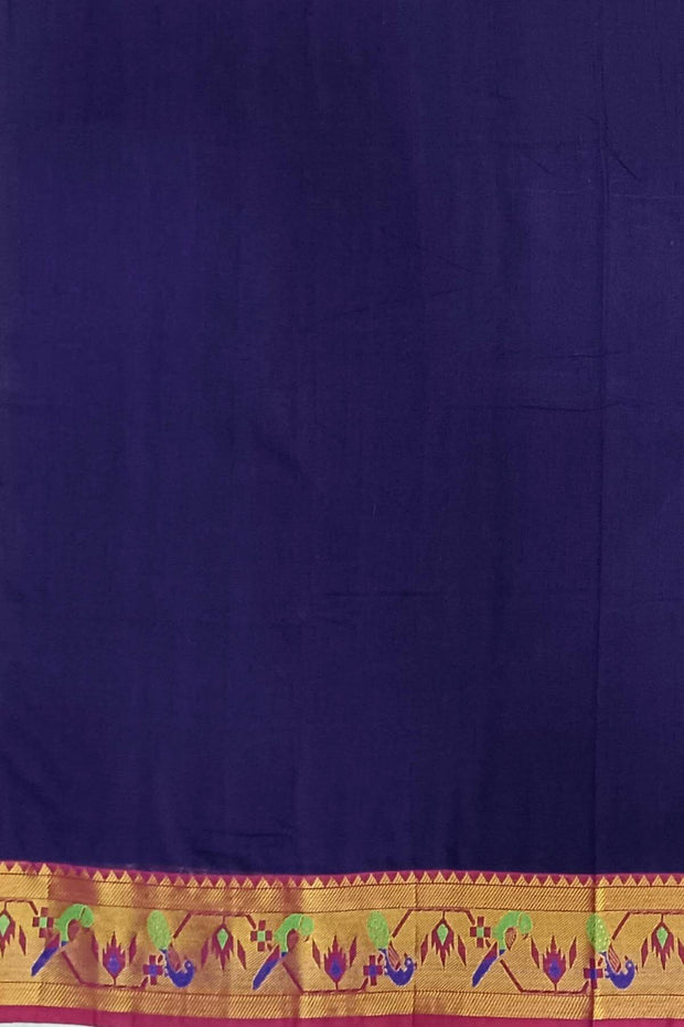 Narayanpet pure cotton saree in violet with Paithani border