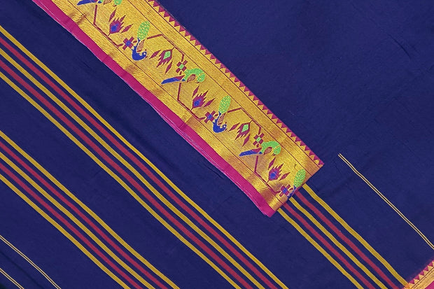 Narayanpet pure cotton saree in violet with Paithani border