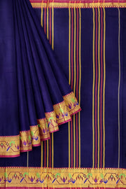 Narayanpet pure cotton saree in violet with Paithani border