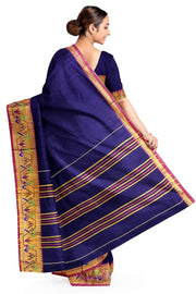 Narayanpet pure cotton saree in violet with Paithani border