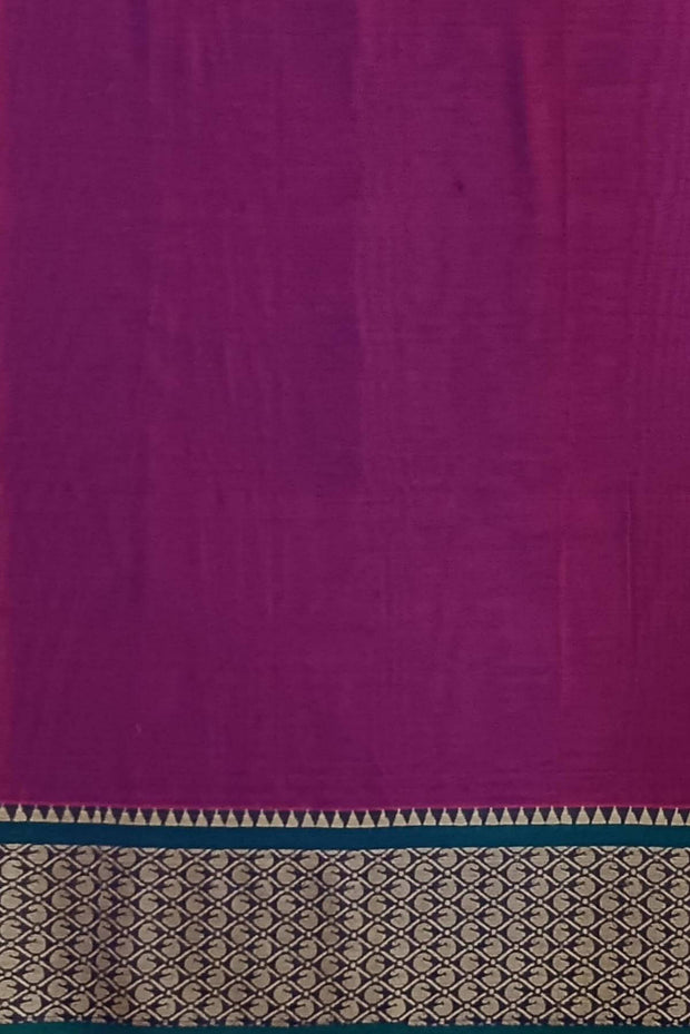 Narayanpet pure cotton saree in purple with mango motifs in  border