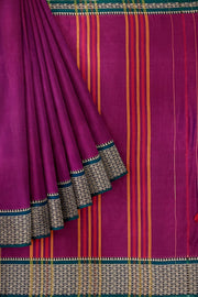 Narayanpet pure cotton saree in purple with mango motifs in  border