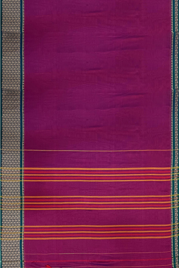 Narayanpet pure cotton saree in purple with mango motifs in  border