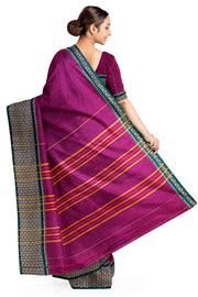 Narayanpet pure cotton saree in purple with mango motifs in  border