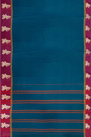 Narayanpet pure cotton saree in peacock blue with Gollabhama  border