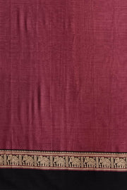 Narayanpet pure  cotton saree in double shaded magenta with elephant motifs in border