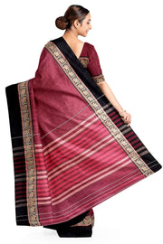 Narayanpet pure  cotton saree in double shaded magenta with elephant motifs in border