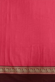 Narayanpet pure cotton saree in candy pink with elephant motifs in border