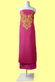 Cotton salwar suit material in 2piece  with Kashmiri hand embroidery.