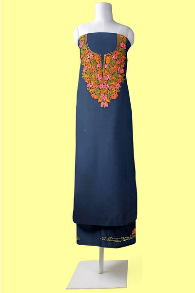 Cotton salwar suit material in 2 piece  with Kashmiri hand embroidery